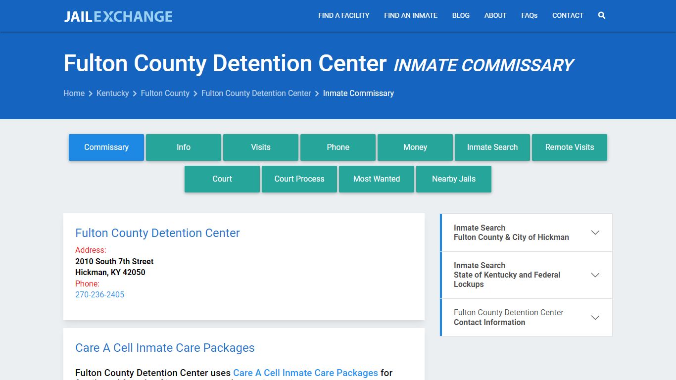 Fulton County Detention Center Inmate Commissary - Jail Exchange
